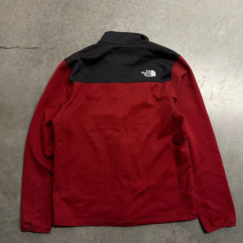 The North Face Mens Full Zip Softshell Jacket Red Black Colorblock Medium